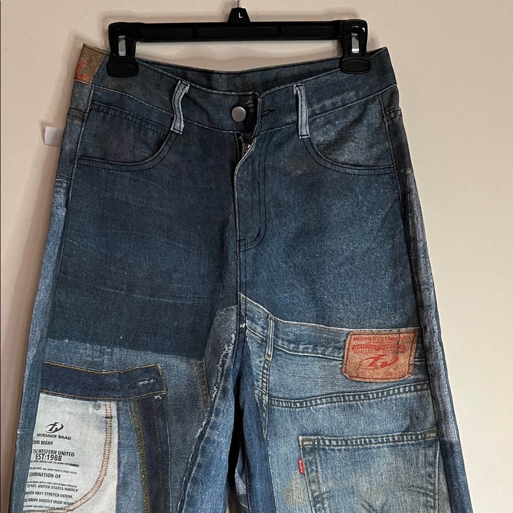 Women’s Blue Patchwork Jeans - Picture 2 of 13